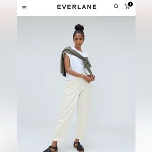 Everlane fatigue barrel pant in white canvas color